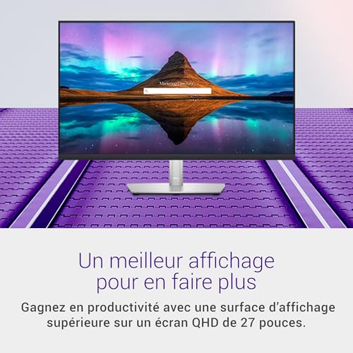 "DELL P Series P2723D 68,6 cm (27"") 2560 x 1440 pixels Quad HD LCD Noir, Argent"