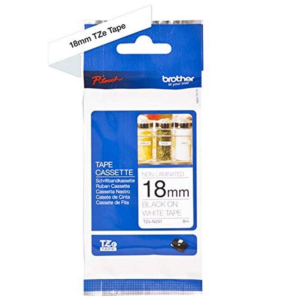 BROTHER P-TOUCH TZE-N241 noir sur blanc 18mm