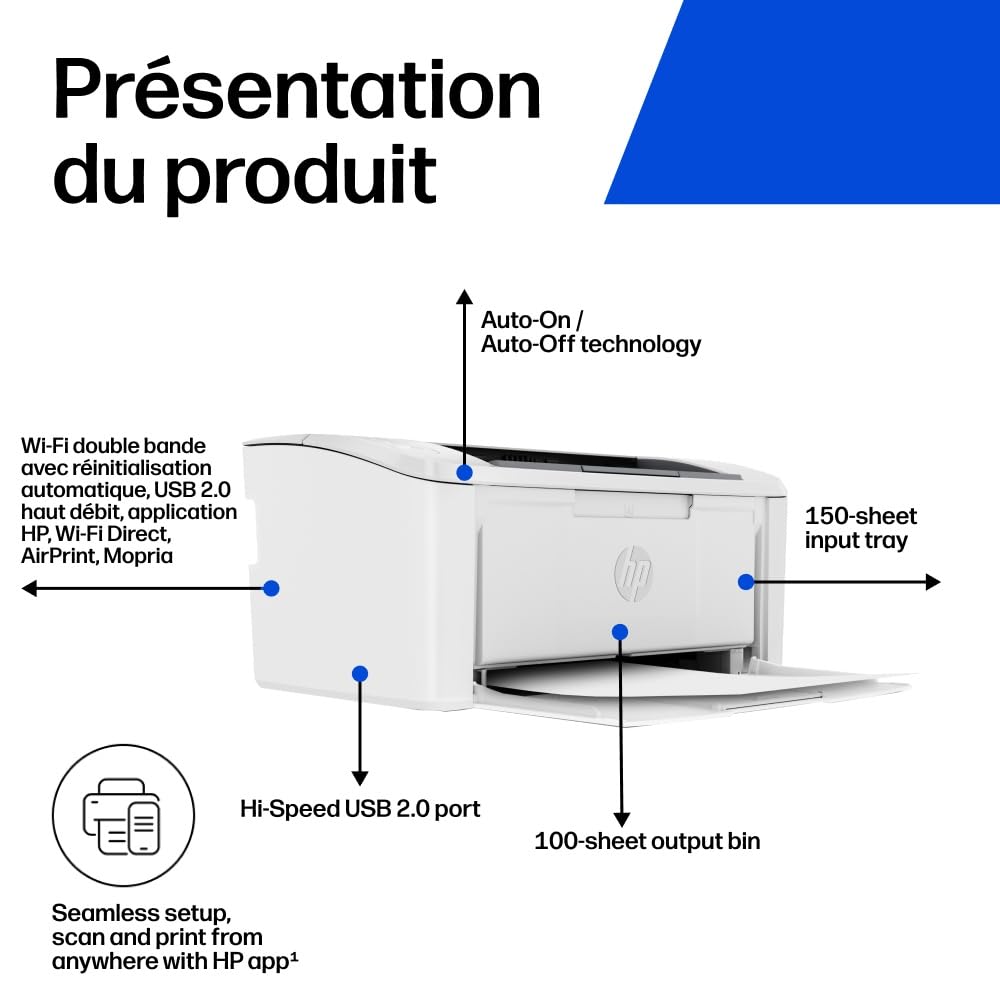 HP LaserJet M110w Printer Mono B/W laser A4/Letter 600x600dpi 20ppm capacity 150 sheets USB 2.0 Wi-Fi Bluetooth LE