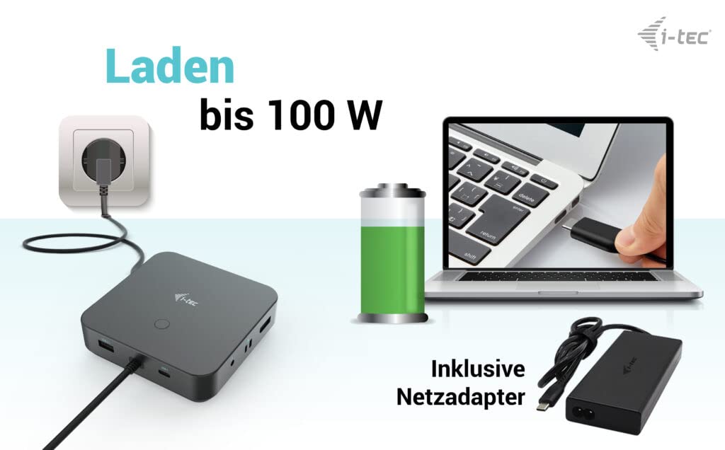 I-TEC USB-C HDMI Dual DP Docking Station with Power Delivery 100 W + i-tec Universal Charger 112 W