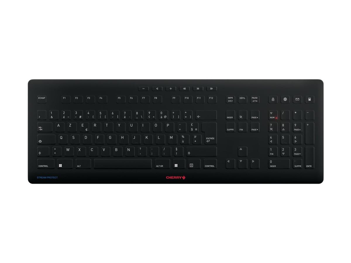 CHERRY Clavier Stream Protect AZERTY USB noir