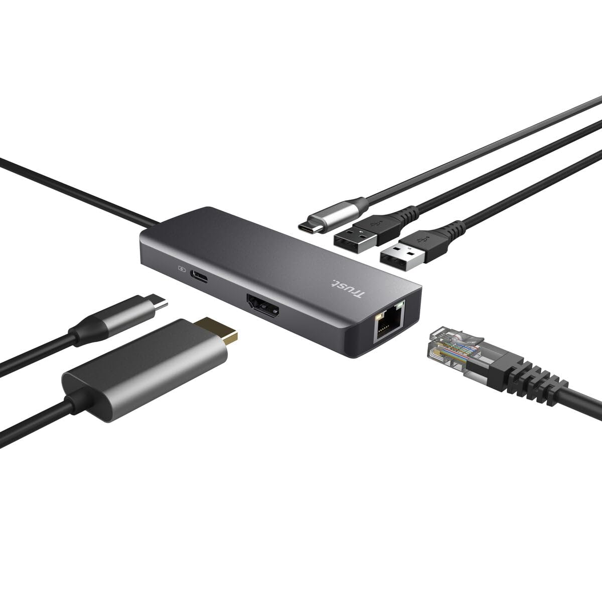 TRUST Adaptateur DALYX USB-C 6 en 1 2 USB-C 2 USB 1 HDMI 1 Ethernet