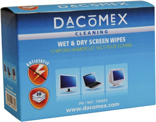 DACOMEX Boîte de 2 x 12 lingettes humides / sèches pour écrans