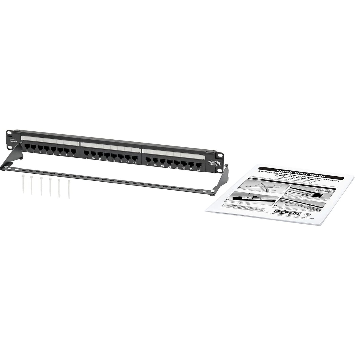 EATON TRIPPLITE Cat6 24-Port Patch Panel PoE+ Compliant 110/Krone 568A/B RJ45 Ethernet 1U Rack-Mount TAA