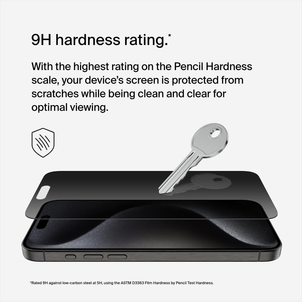 BELKIN ScreenForce Pro TemperedGlass Privacy AM Screen Protection for iPhone 15 Pro Max