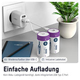 ANSMANN Accu lithium Mono D, 2 pièces, rechargeables Type-C, 1,5 V