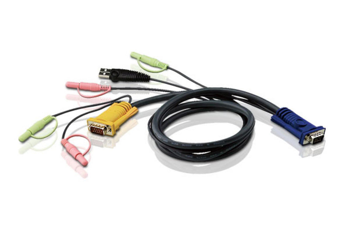 ATEN Câble KVM USB 3m avec SPHD 3 en 1 et audio - 3 m - VGA - Noir - HD-15 - USB A - 2 x 3.5mm - HDB-15 - 2 x 3.5mm - Mâle