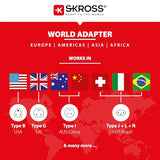 SKROSS PRO Adaptateur secteur tripolaire de voyage multi-pays
