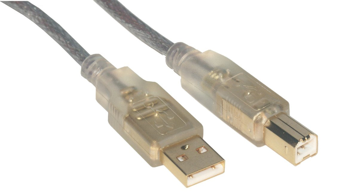 MCL Câble USB 2.0 type A / B mâle Translucide contacts OR - 3m