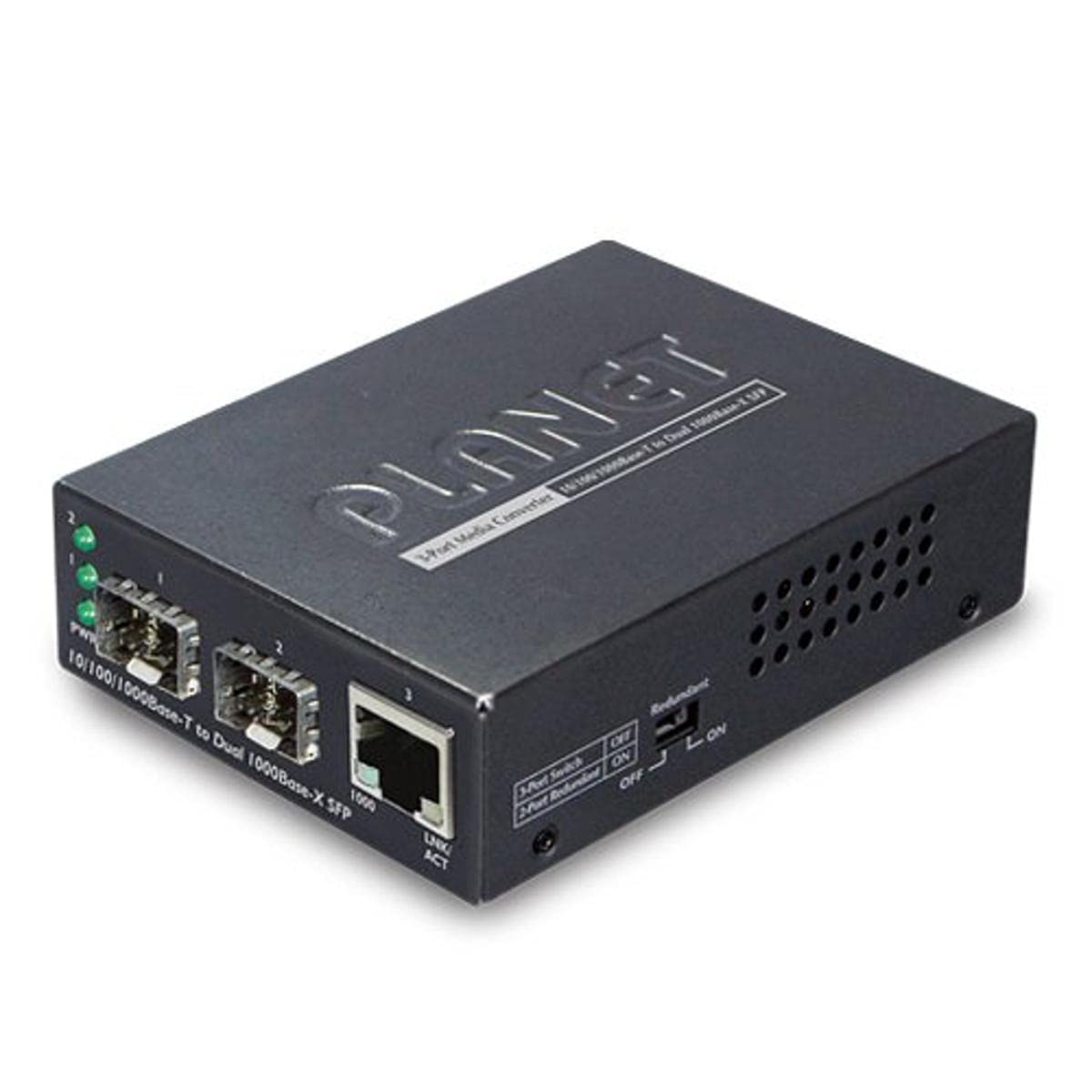 PLANET GT-1205A convertisseur de support réseau 1000 Mbit/s Noir