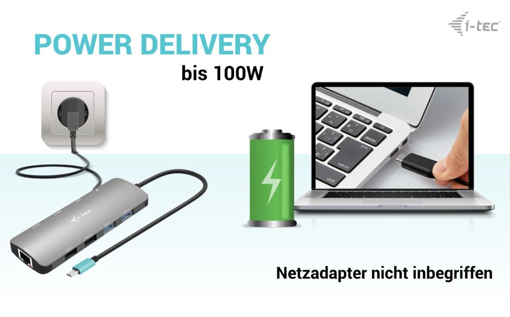 I-TEC USB-C Metal Nano Dock 2x HDMI 1x GLAN 2x USB 3.2 2x USB2.0 1x USB-C 3.2 Gen.1 Data 1x USB-C 100W PD Sans Alimentation
