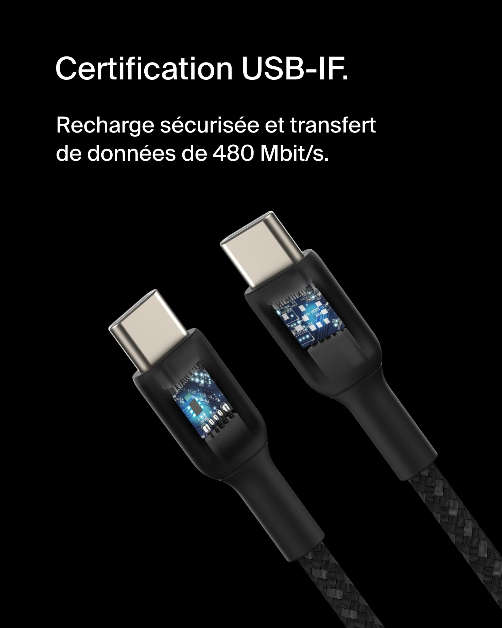 BELKIN BOOST CHARGE USB-C to USB-C Cable Braided 2m Black