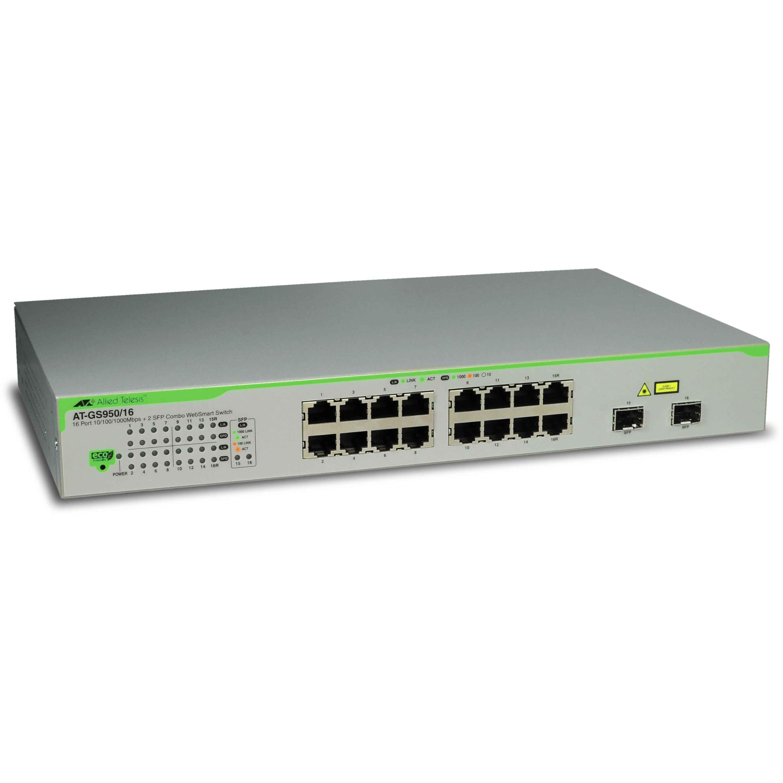 ALLIED 16x port x10/100/1000BaseT WebSmart switch with 2 unpopulated SFP bays