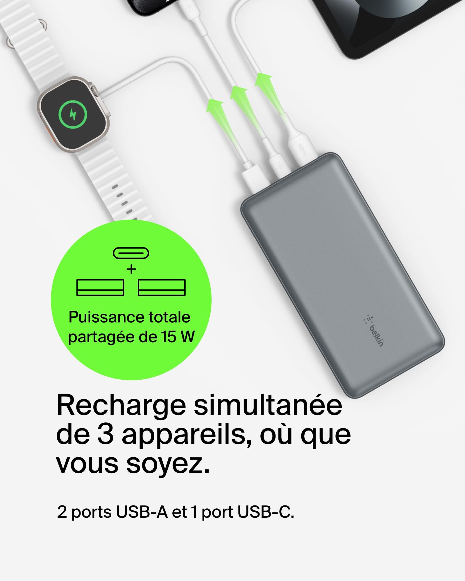 BELKIN 20k power bank 15w space grey