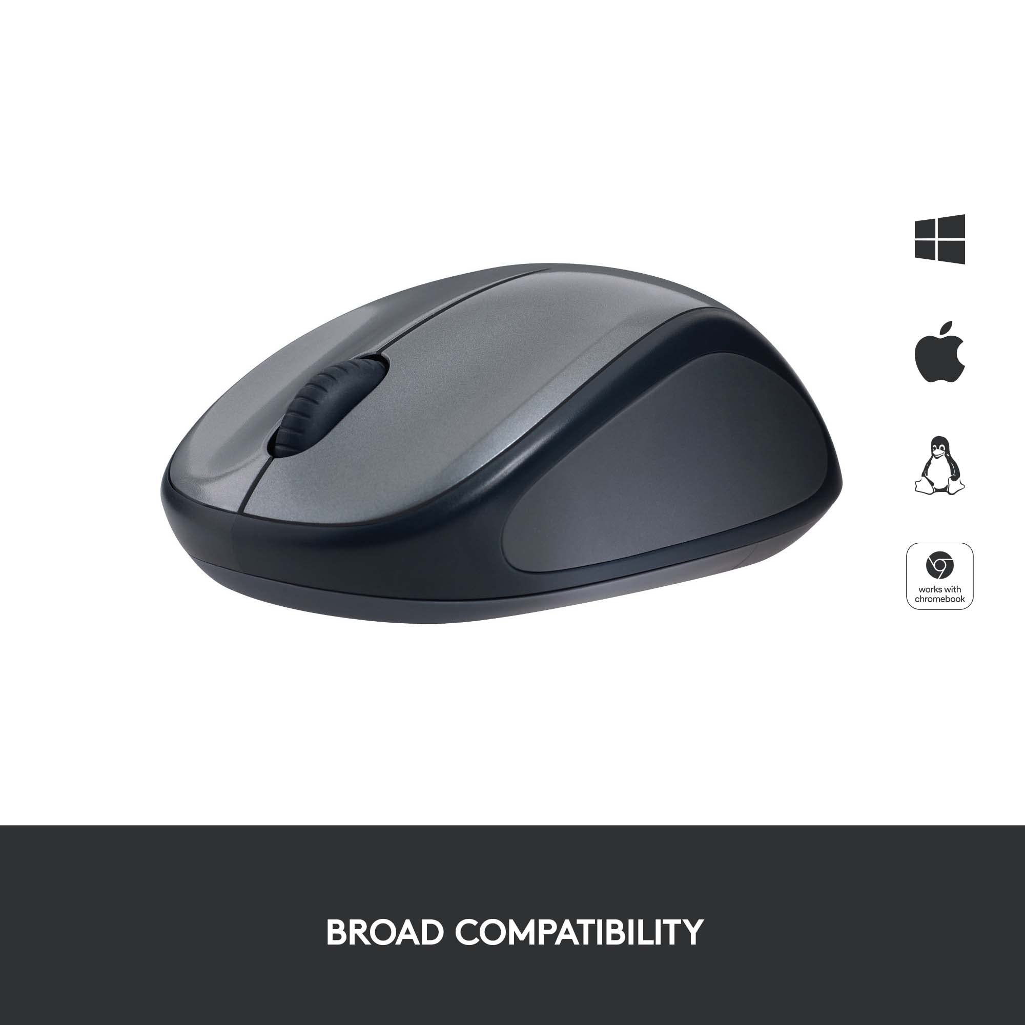 LOGITECH M235 Mouse right-handed optical wireless 2.4 GHz USB wireless receiver grey