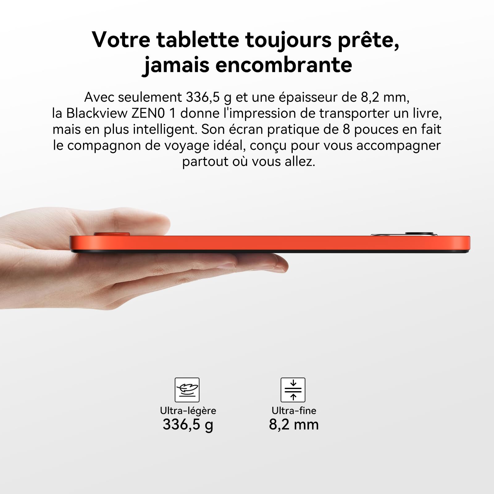 Blackview ZENO 1 (Tablette 4G - 8'' - 6 000 mAh - 256 Go, 6 Go RAM) Orange