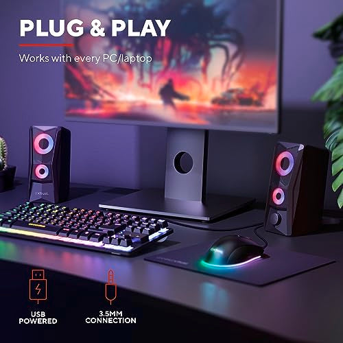 TRUST Enceintes JAVV 2.0 RGB noire