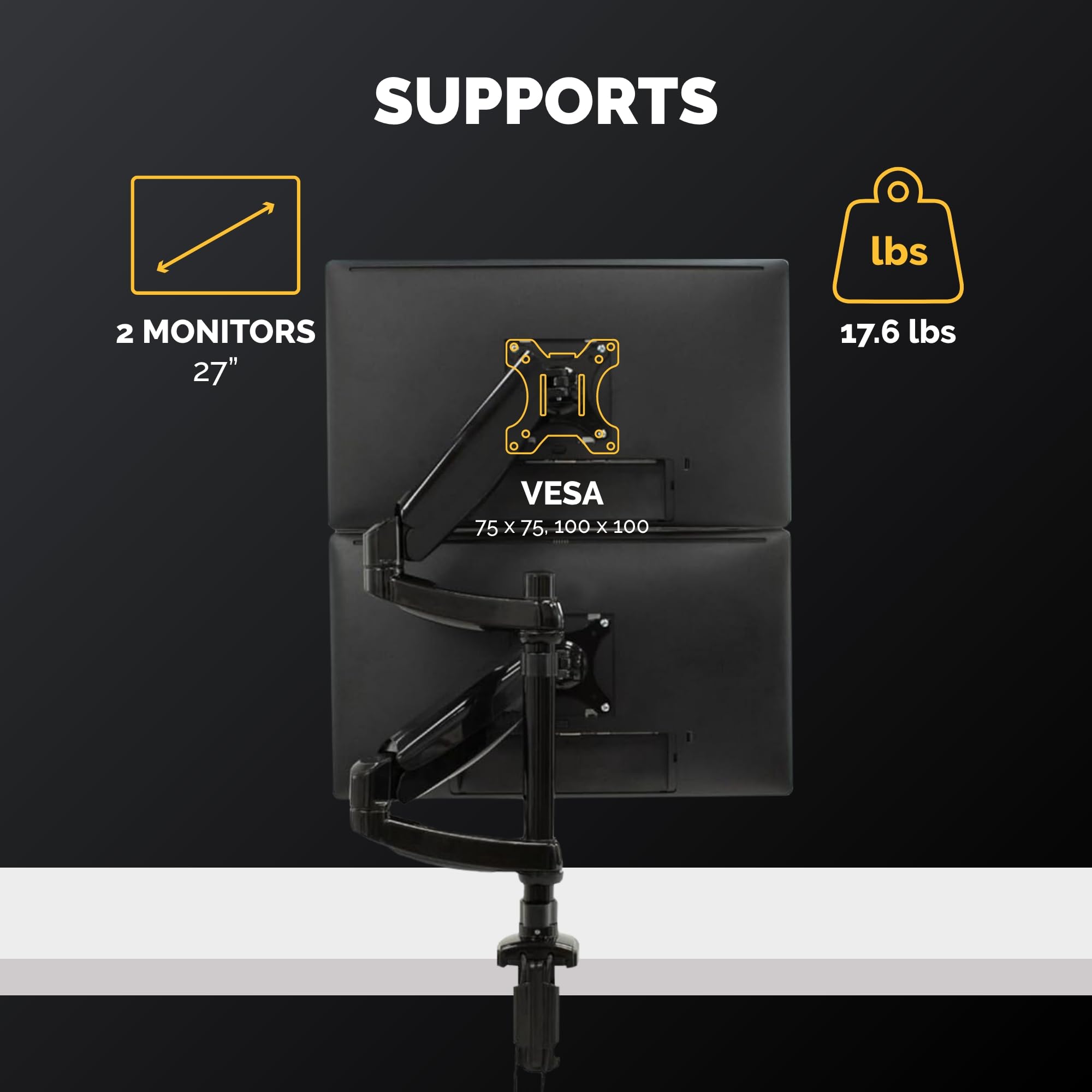 FELLOWES Bras porte-écrans double vertical Platinum Series