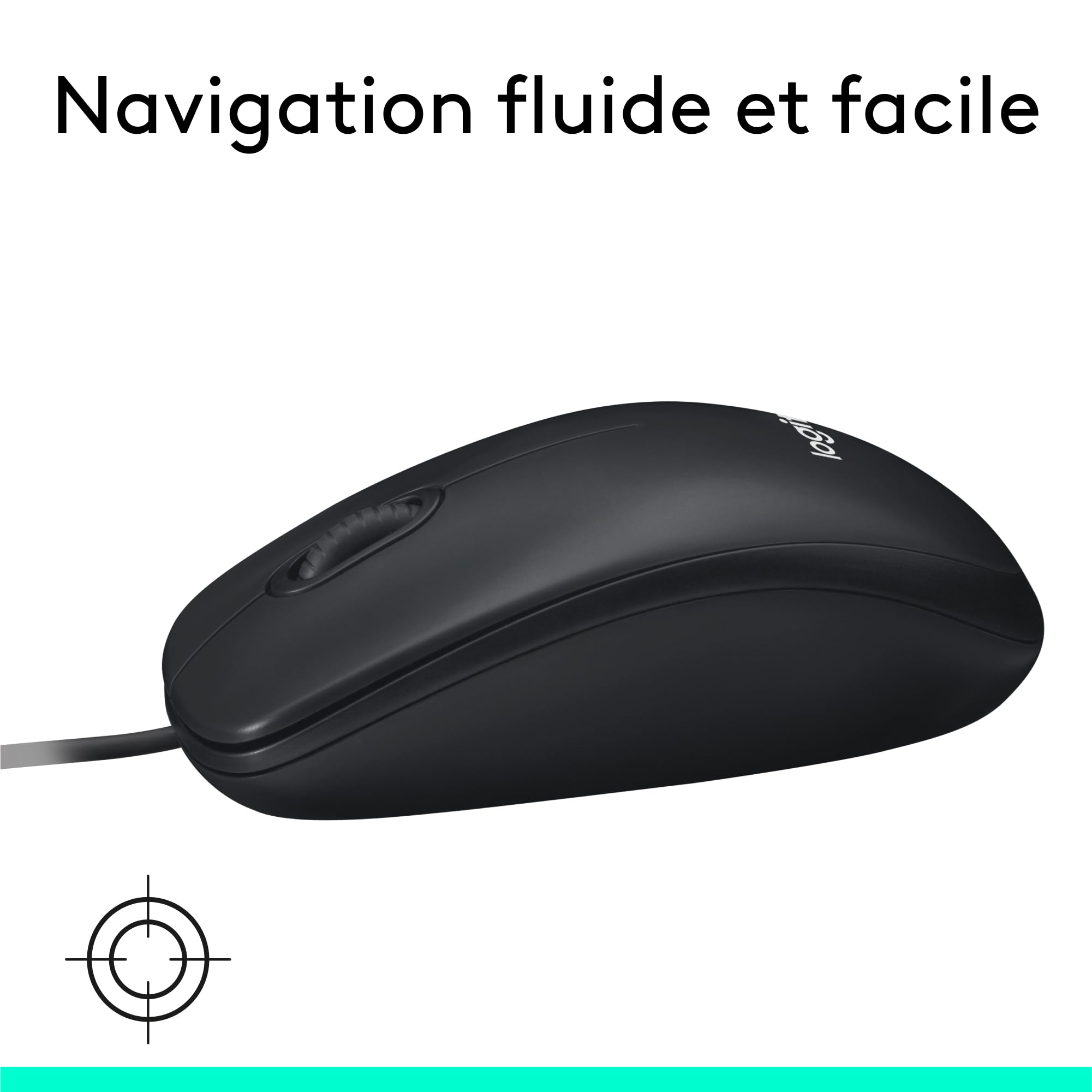 LOGITECH M100 Mouse full size right and left-handed optical 3 buttons wired USB black
