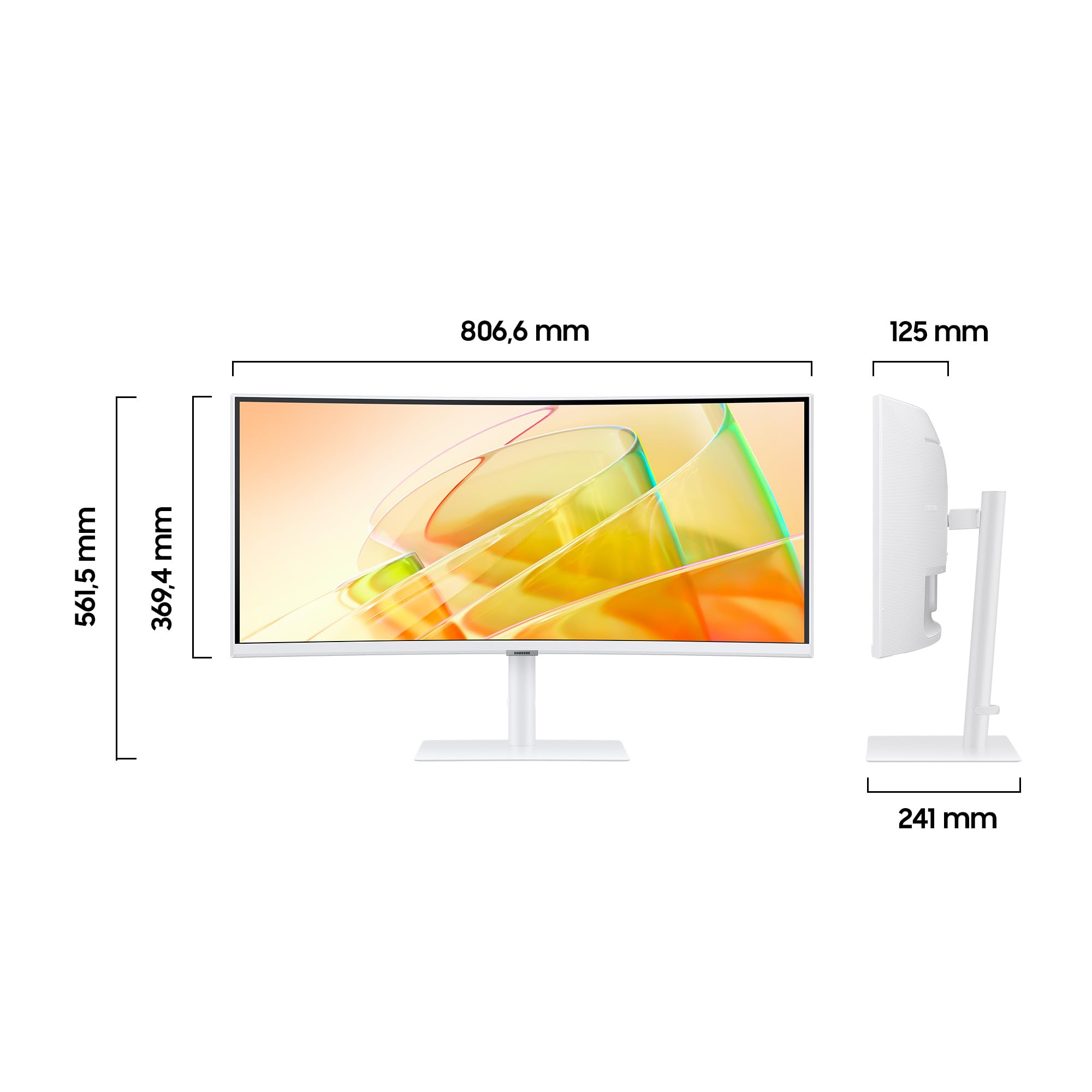 Samsung ViewFinity S65TC - Ecran incurvé -34''- 3440 x 1440 UWQHD- @ 100Hz - VA - HDR10-2x Thunderbolt 4 90W- DP- LAN- Blanc