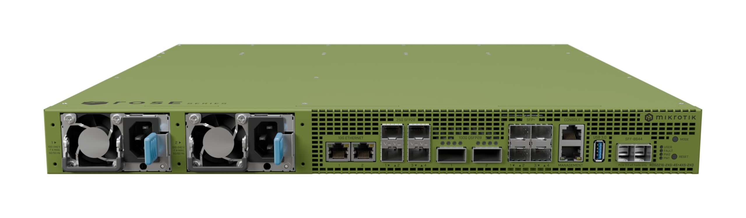 Mikrotik Data Server, 2x 100G QSFP28, 4x 25G SFP28, 4x SFP+, 2x 10GbE, 1x GbE, 2x M.2 SATA, 20x PCI-e, 2x USB, ROSv7, L6
