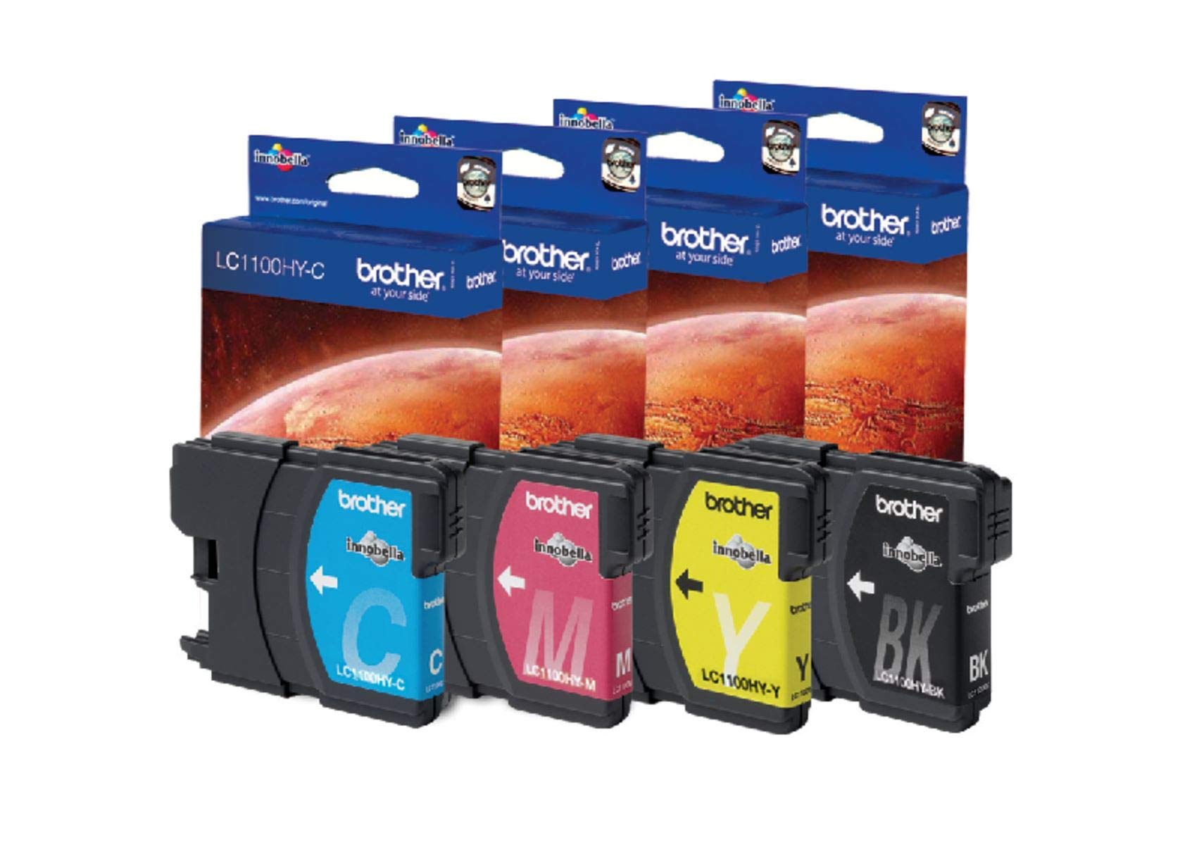 BROTHER LC-1100 cartouche d encre noir et tricolore haute capacité Nr: 19ml, Cl: 16ml Nr: 900, Cl: 750 pages pack de 4 blister