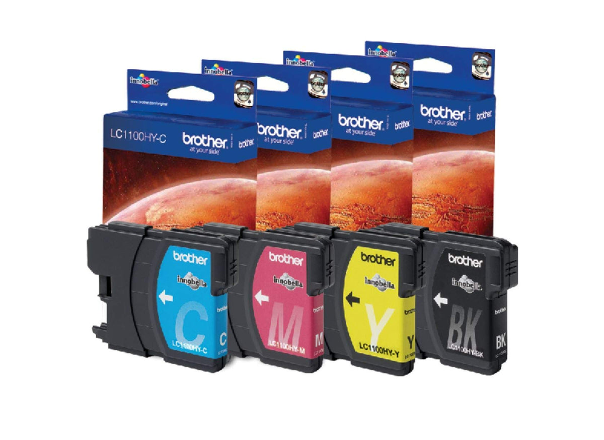BROTHER LC-1100 cartouche d encre noir et tricolore haute capacité Nr: 19ml, Cl: 16ml Nr: 900, Cl: 750 pages pack de 4 blister