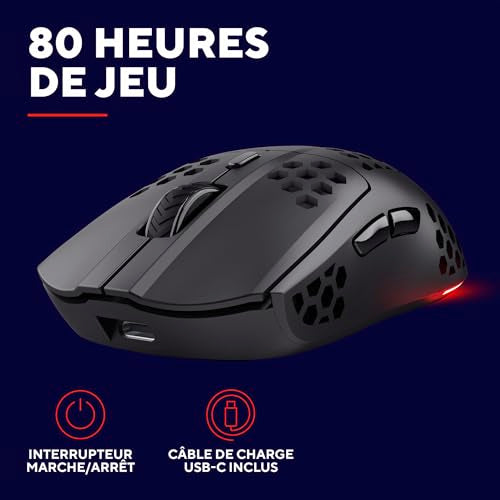 TRUST Souris gaming sans fil HELOX ultra légére - Noire