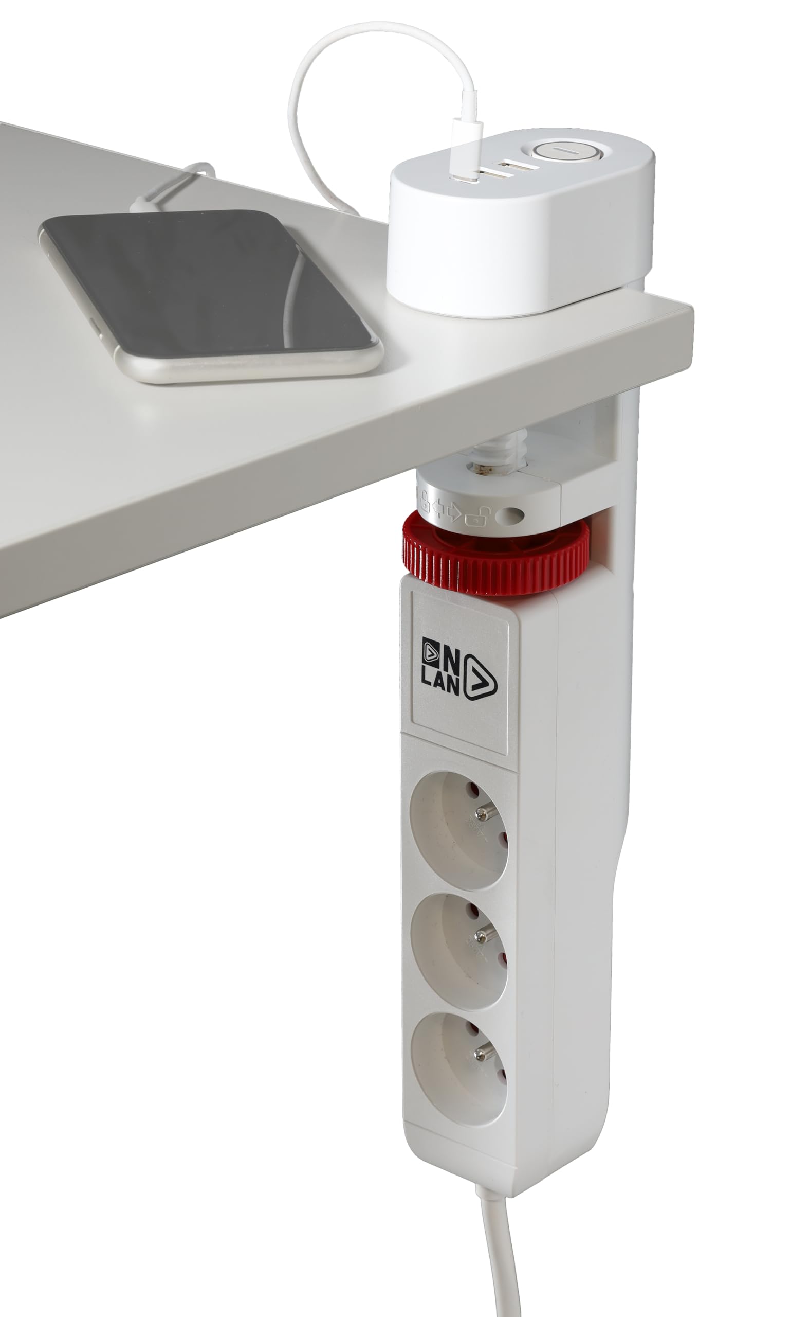 Multiprise 3 prises à pincer avec interrupteur - chargeur USB - 2 m