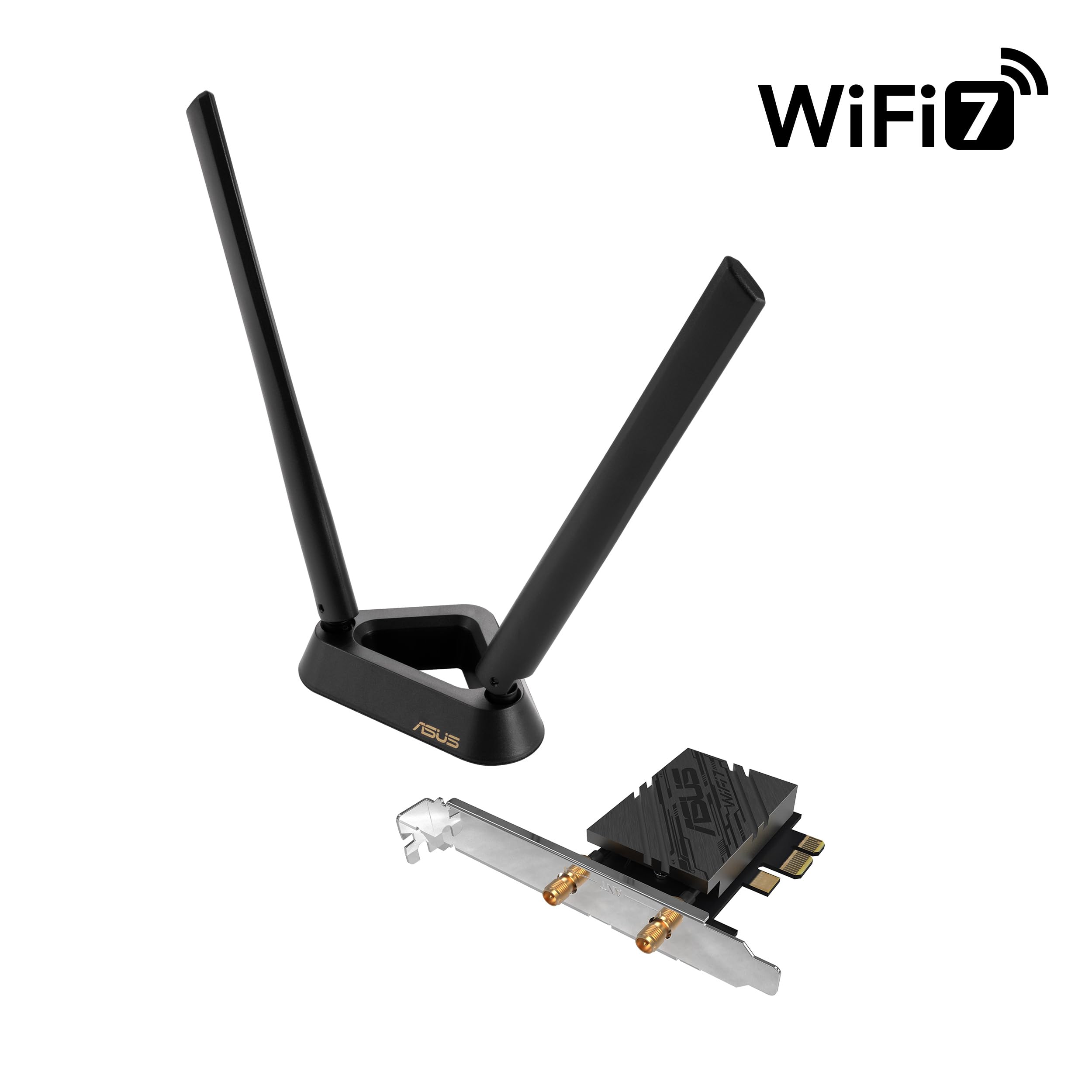 ASUS PCE-BE92BT WiFi 7 PCI-E Adapter with 2 external antennas and magnetized base