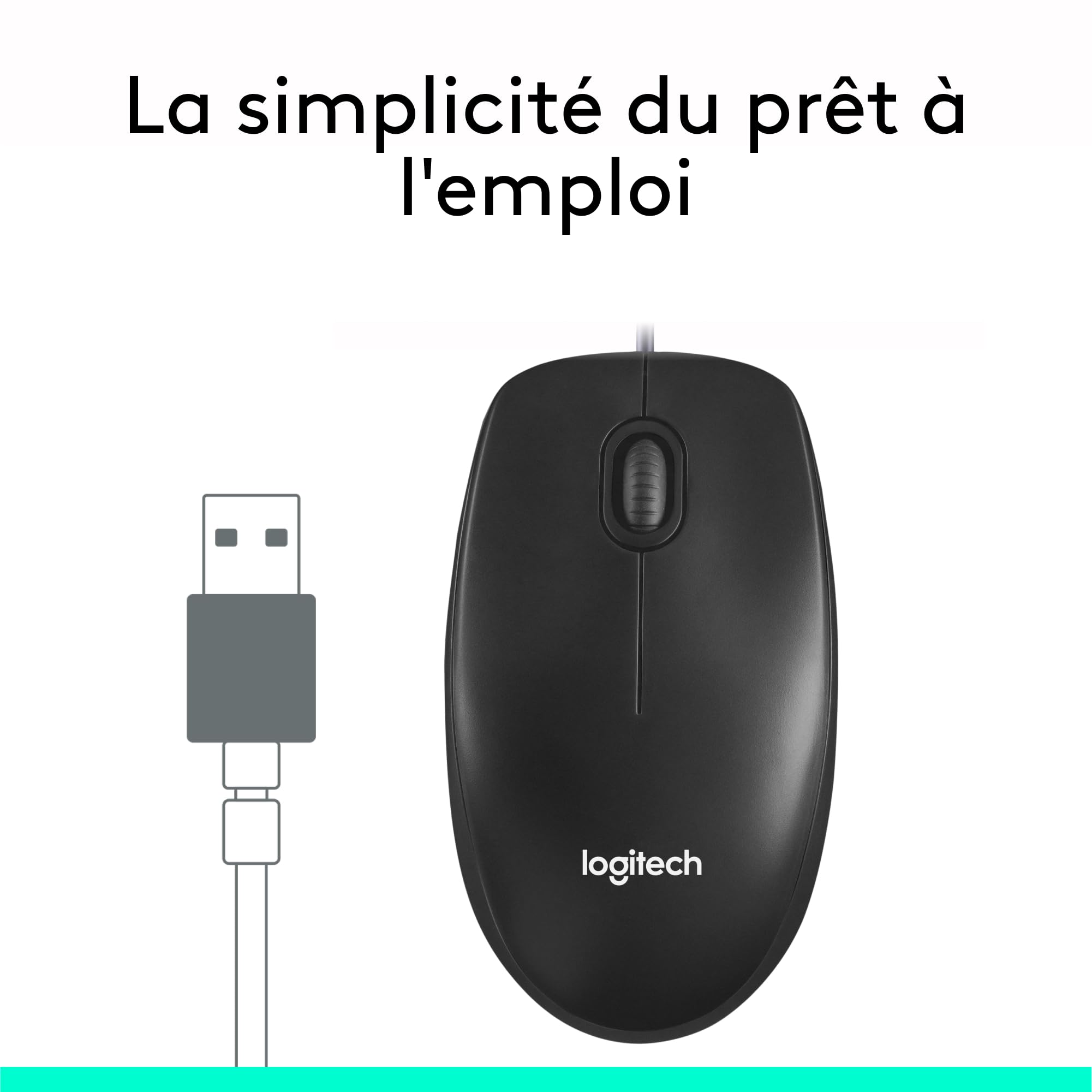 LOGITECH M100 Mouse full size right and left-handed optical 3 buttons wired USB black