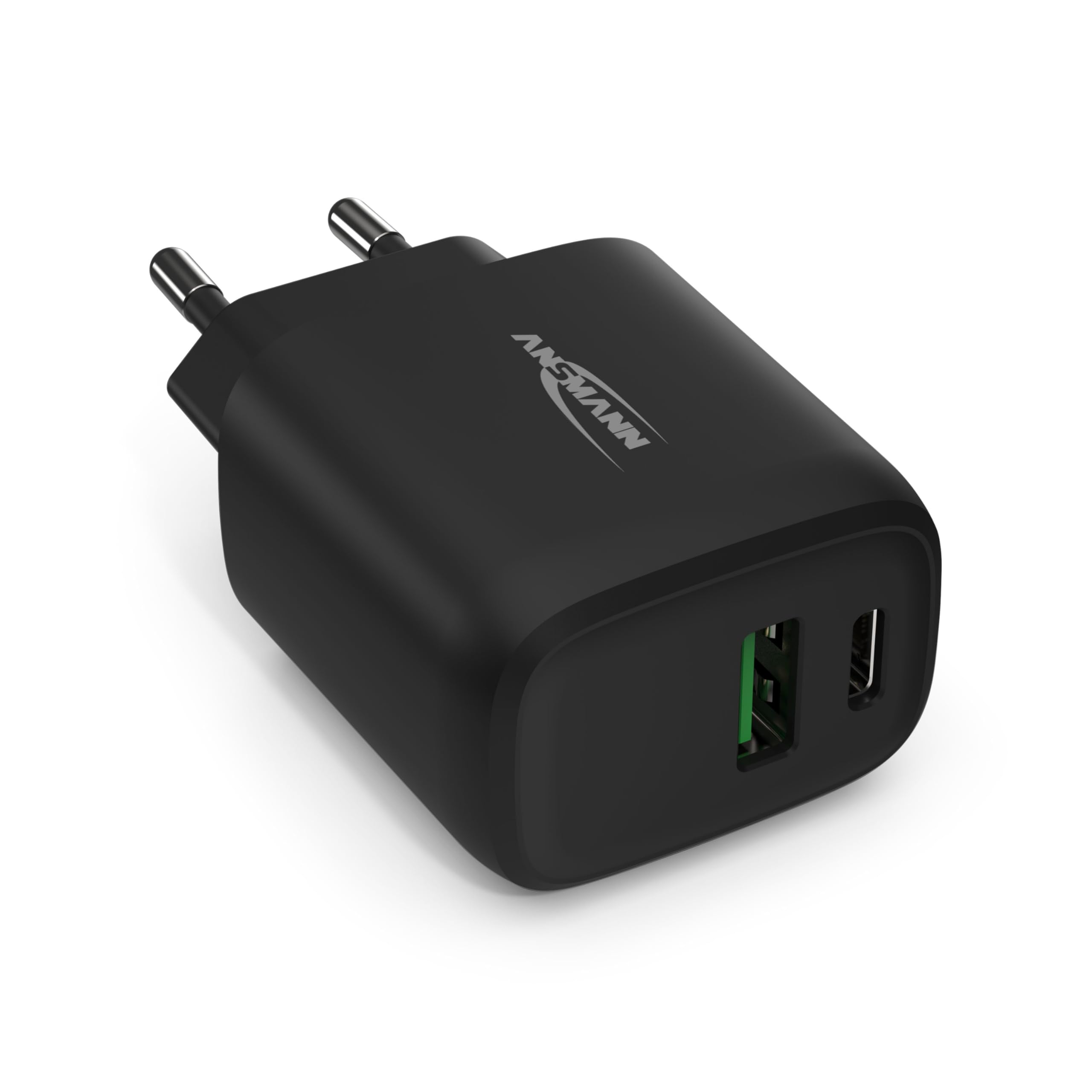 CHARGEUR SECTEUR 1 PORT USB Type-A QC + 1 PORT USB Type-C PD NOIR