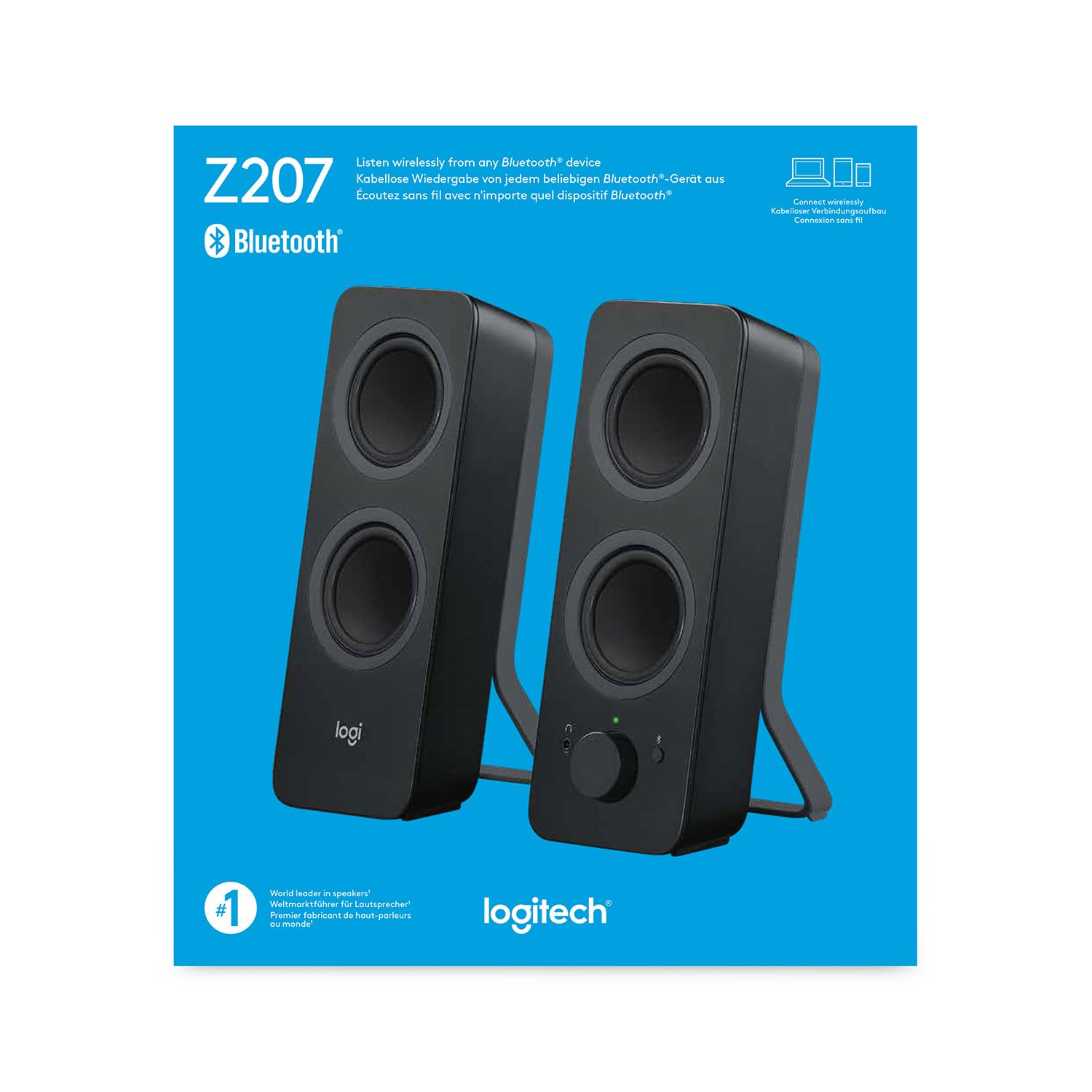 LOGITECH Z207 Speakers for PC 2.0-channel wireless Bluetooth 5 Watt Total black