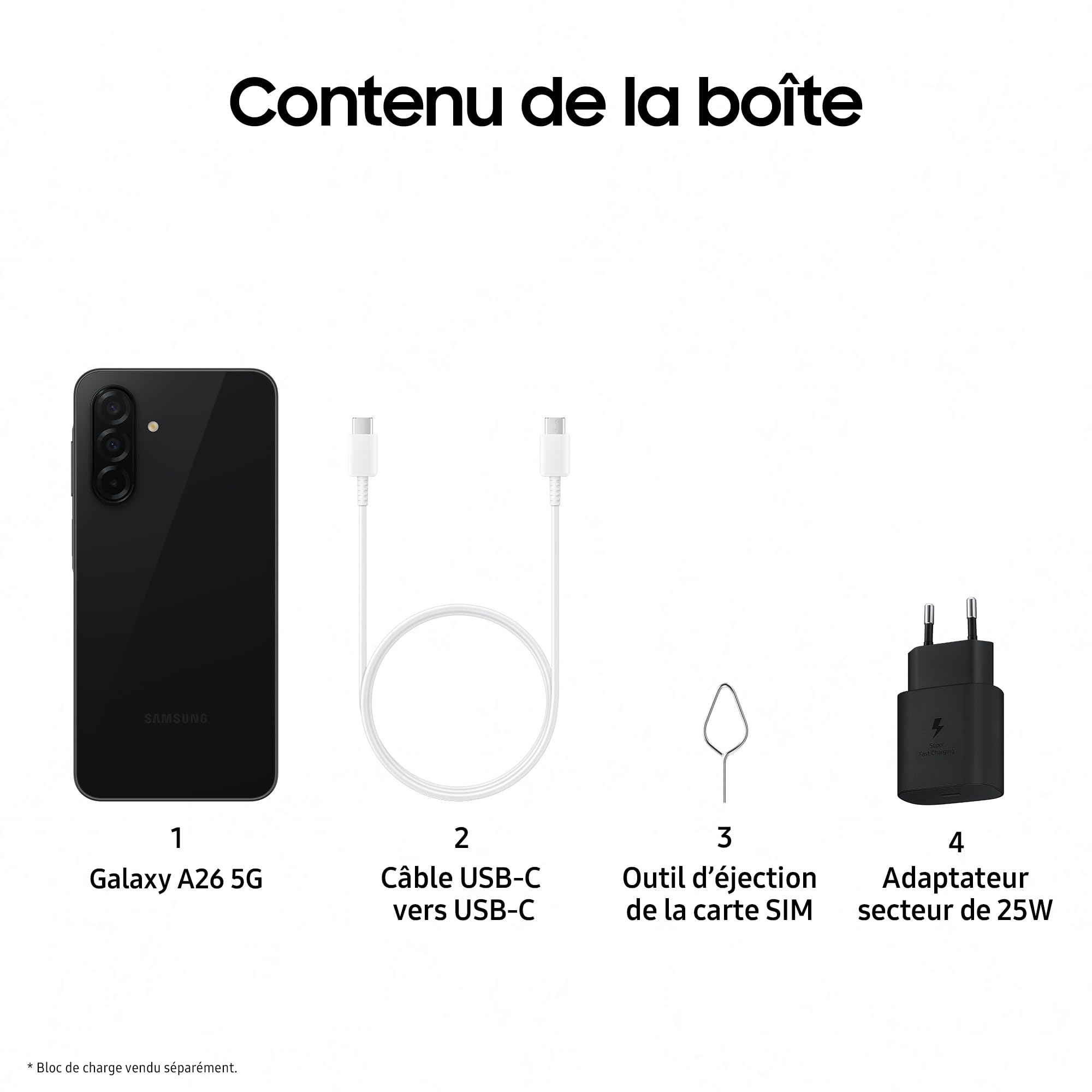 Samsung A266 Galaxy A26 (Double Sim - 6.7'' - 128 Go, 6 Go RAM) Noir