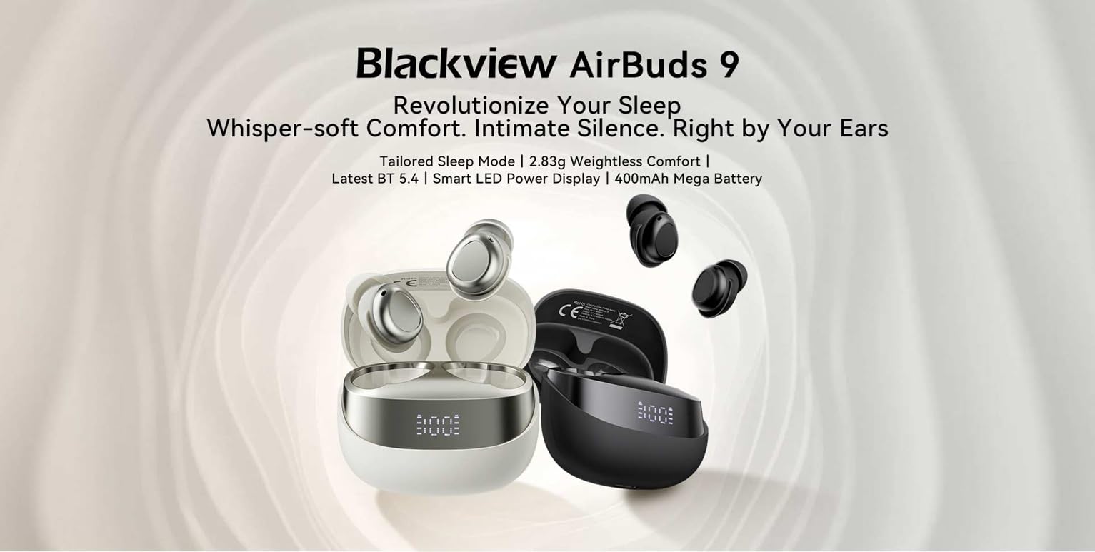 Blackview Airbuds 9 (Ã‰cran d'Affichage - Bluetooth 5.4) Noir