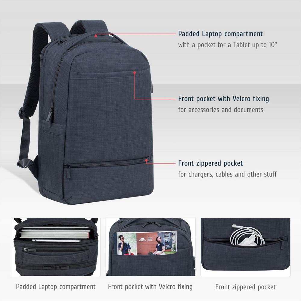 Sac à dos business  17,3", Port USB-A, Polyester ECO noir ch