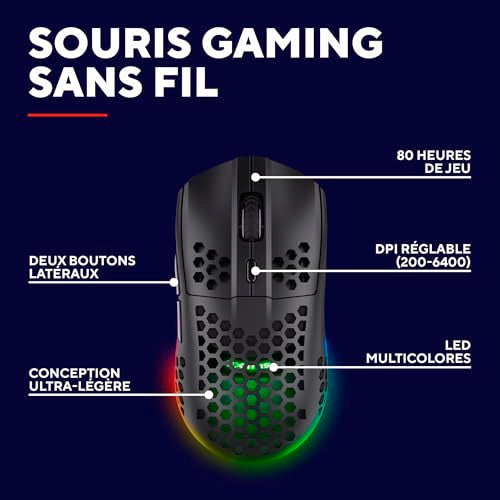TRUST Souris gaming sans fil HELOX ultra légére - Noire
