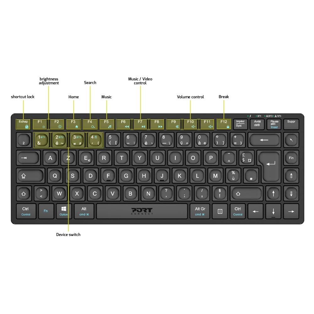 PORT DESIGNS Keyboard Mini Pro Rechargeable Bluetooth (FR)