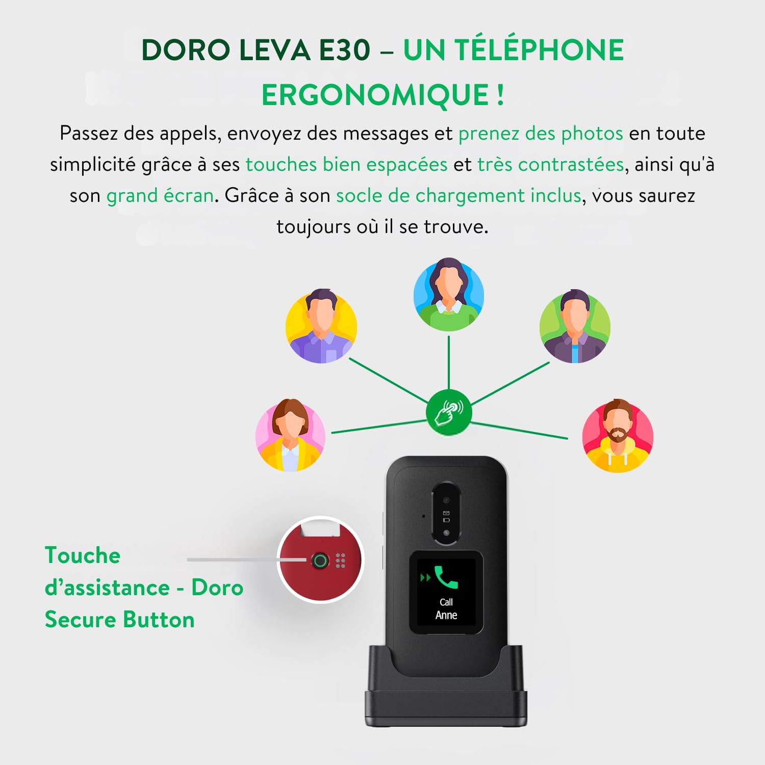 Doro Leva E30 BLACK/WHITE