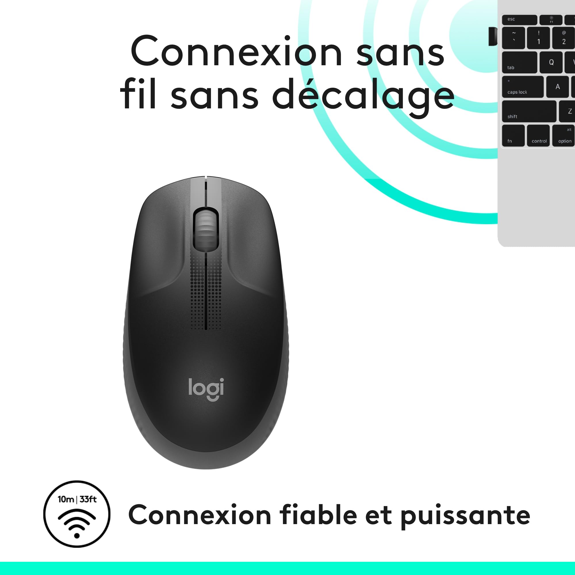 LOGITECH M190 Mouse optical 3 buttons wireless USB wireless receiver charcoal