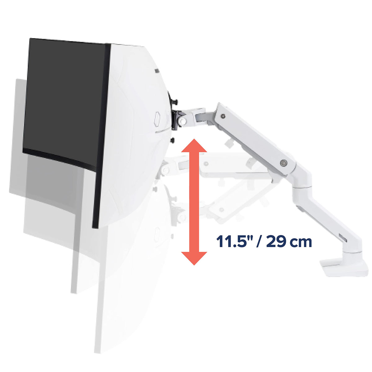 HX Desk Monitor Arm+HD Pivot White