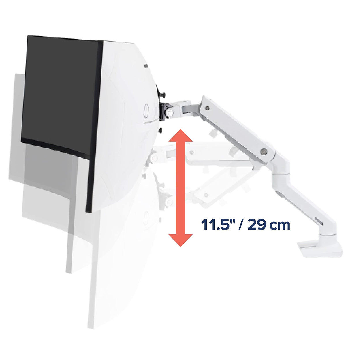 HX Desk Monitor Arm+HD Pivot White