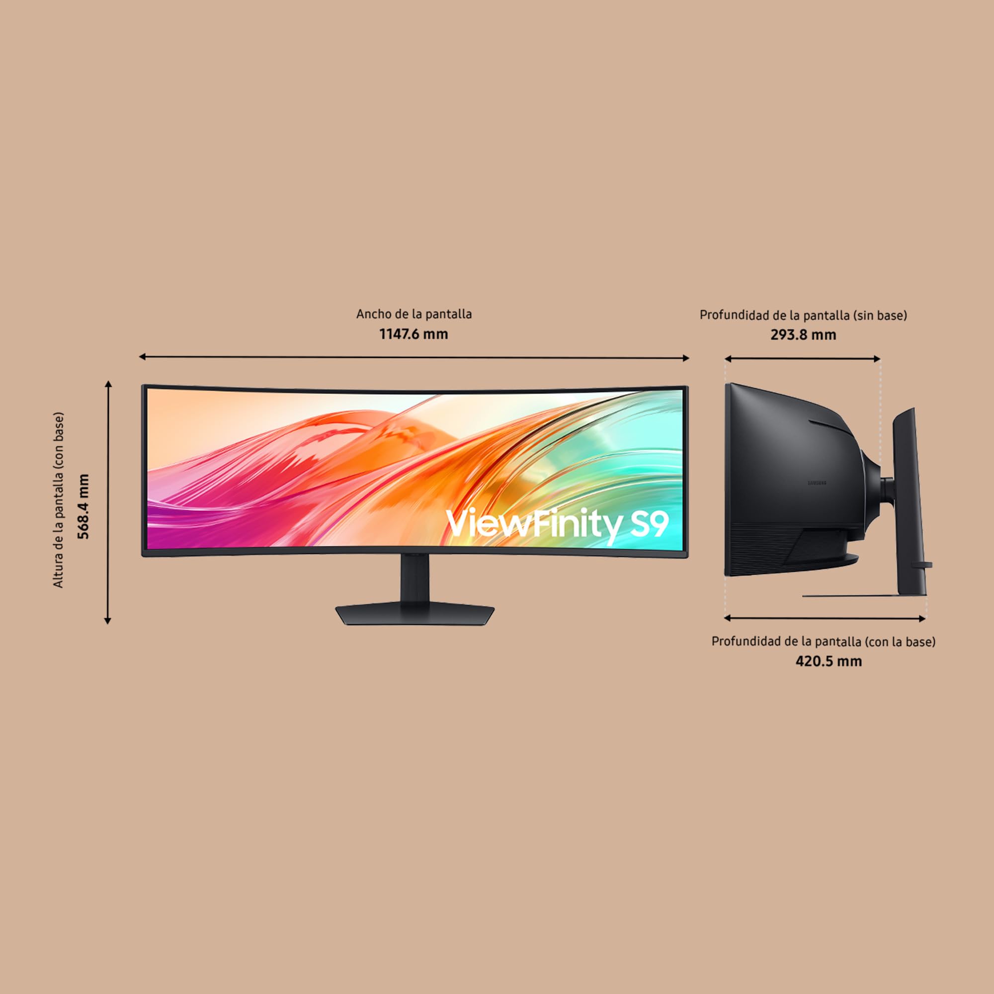 SAMSUNG ViewFinity 49p S95UF DQHD 5120x1440 DP 120Hz sRGB 115perc USB-C 90W/15W/ 120Hz 1000R Curved LAN USB-C 3x USB 3.0