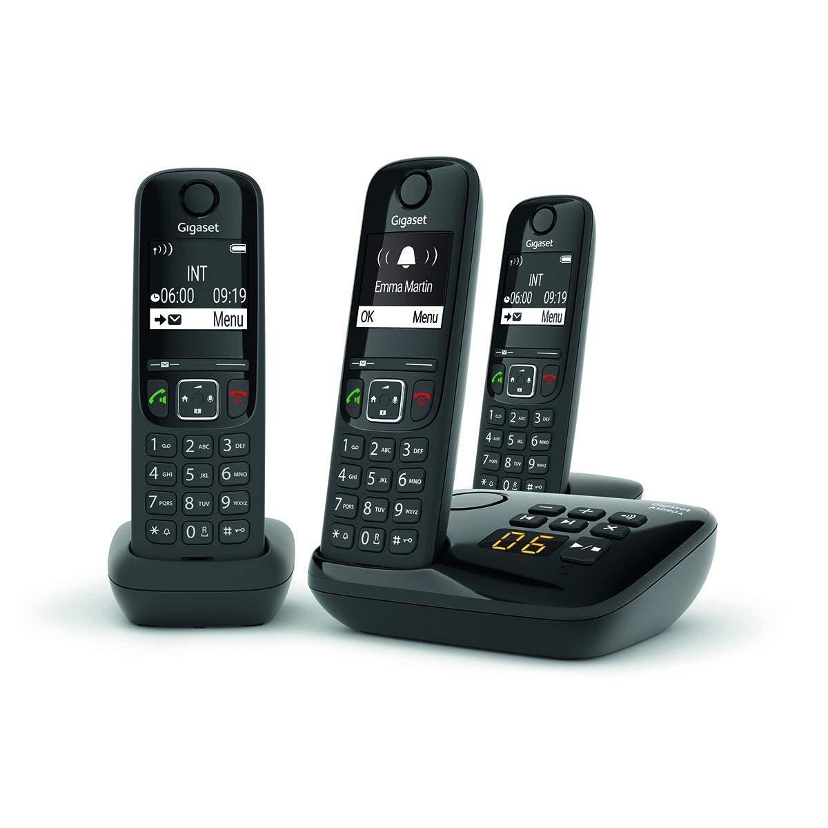 Gigaset AS690A TRIO tél. DECT+ REP - base +3 combinés noirs