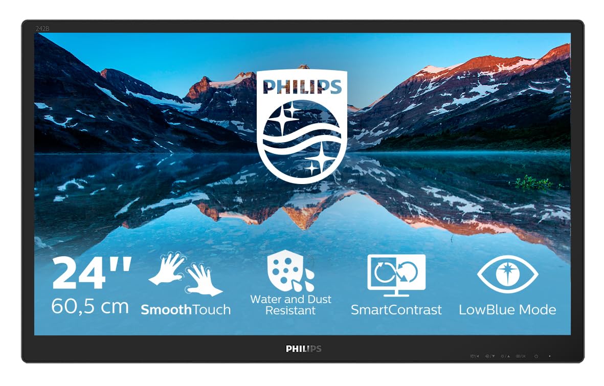 PHILIPS 242B9T 24" - écran tactile - 1920 x 1080 Full HD (1080p) @ 60 Hz - IPS - 250 cd/m² - 1000:1 - 5 ms - HDMI, DVI-D, VG DP,HP