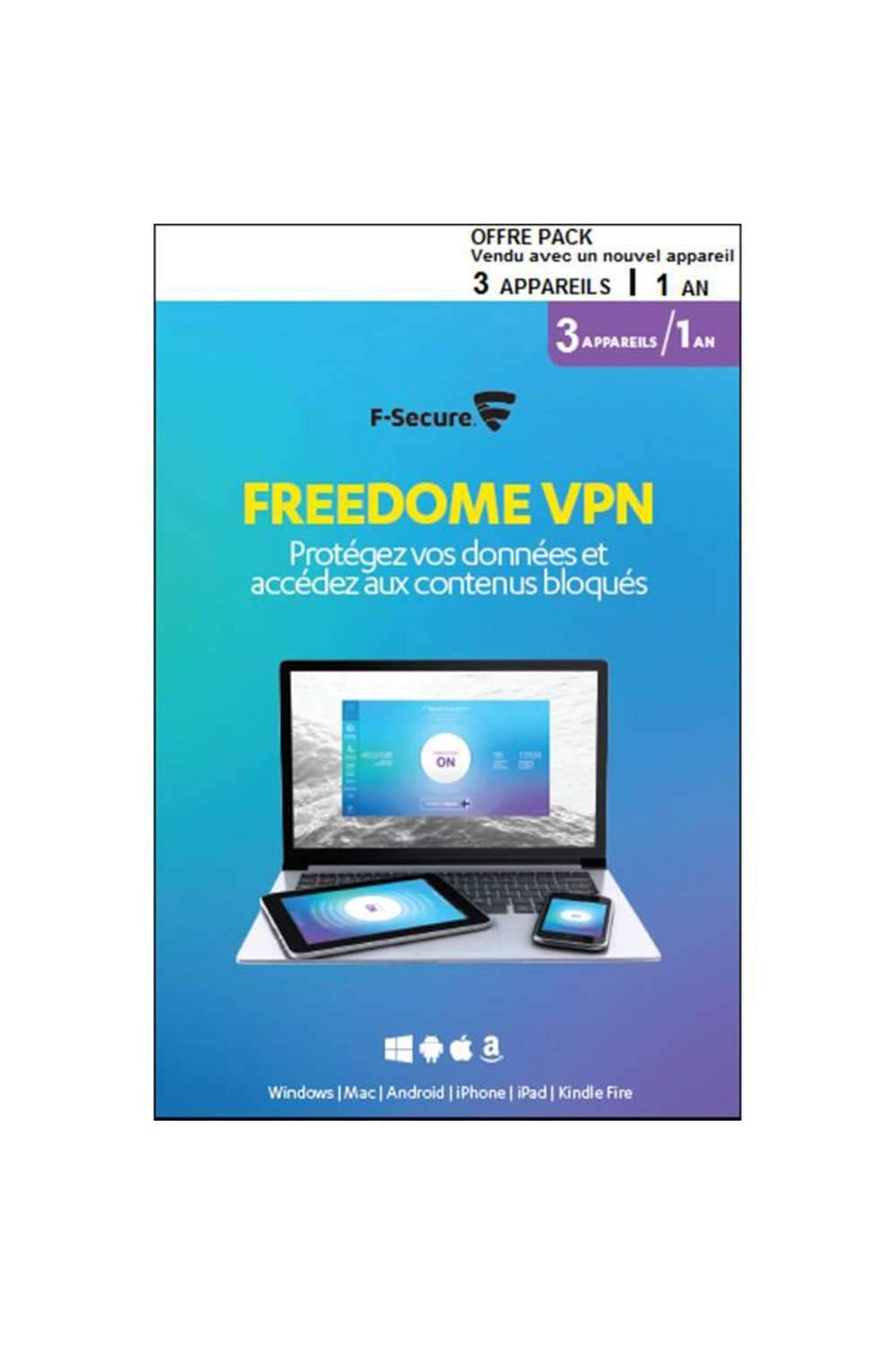 F-SECURE Freedome 1 year 3 device PC/mobile/tablet Attach