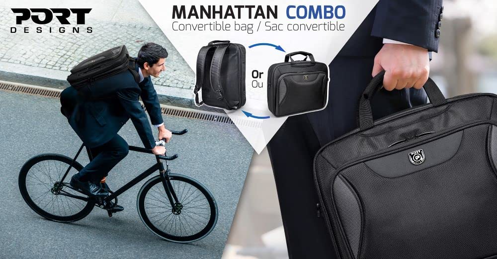 PORT DESIGNS Convertible Notebook Case backpack or hand case Padded notebook compartment adjustable from 14p to 15.6p