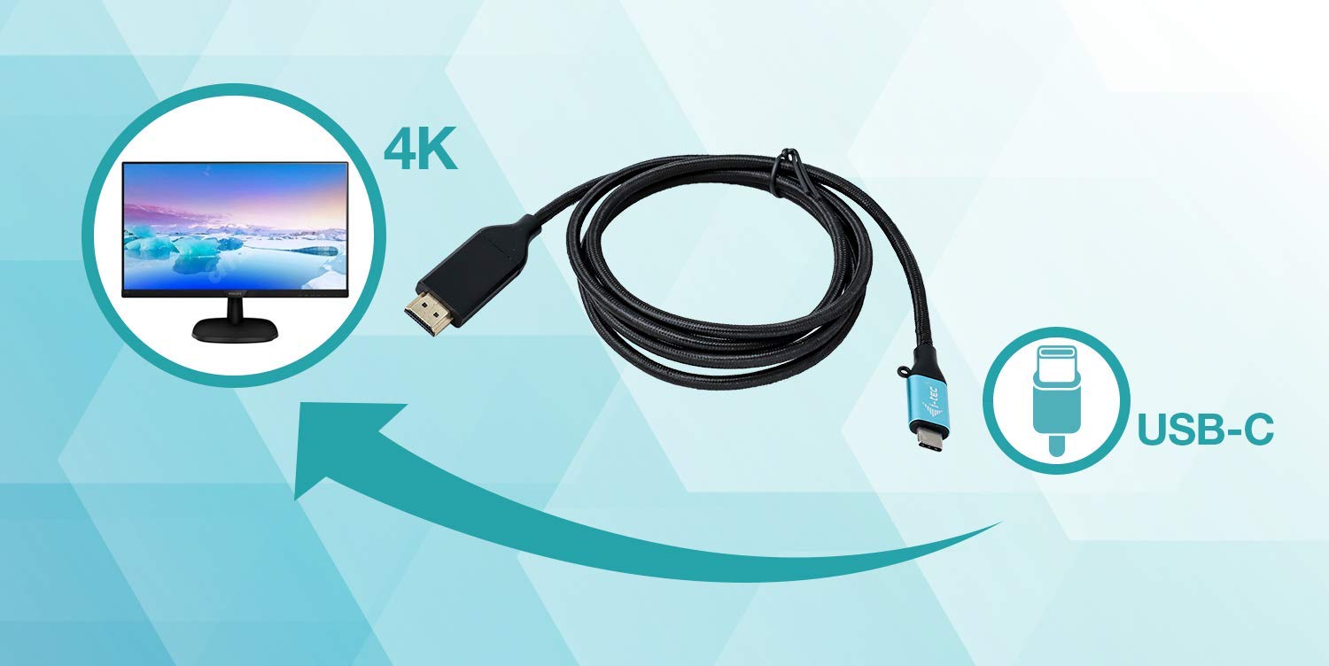 I-TEC USB C HDMI Cable Adapter 4K 60Hz 200cm compatible with Thunderbolt 3