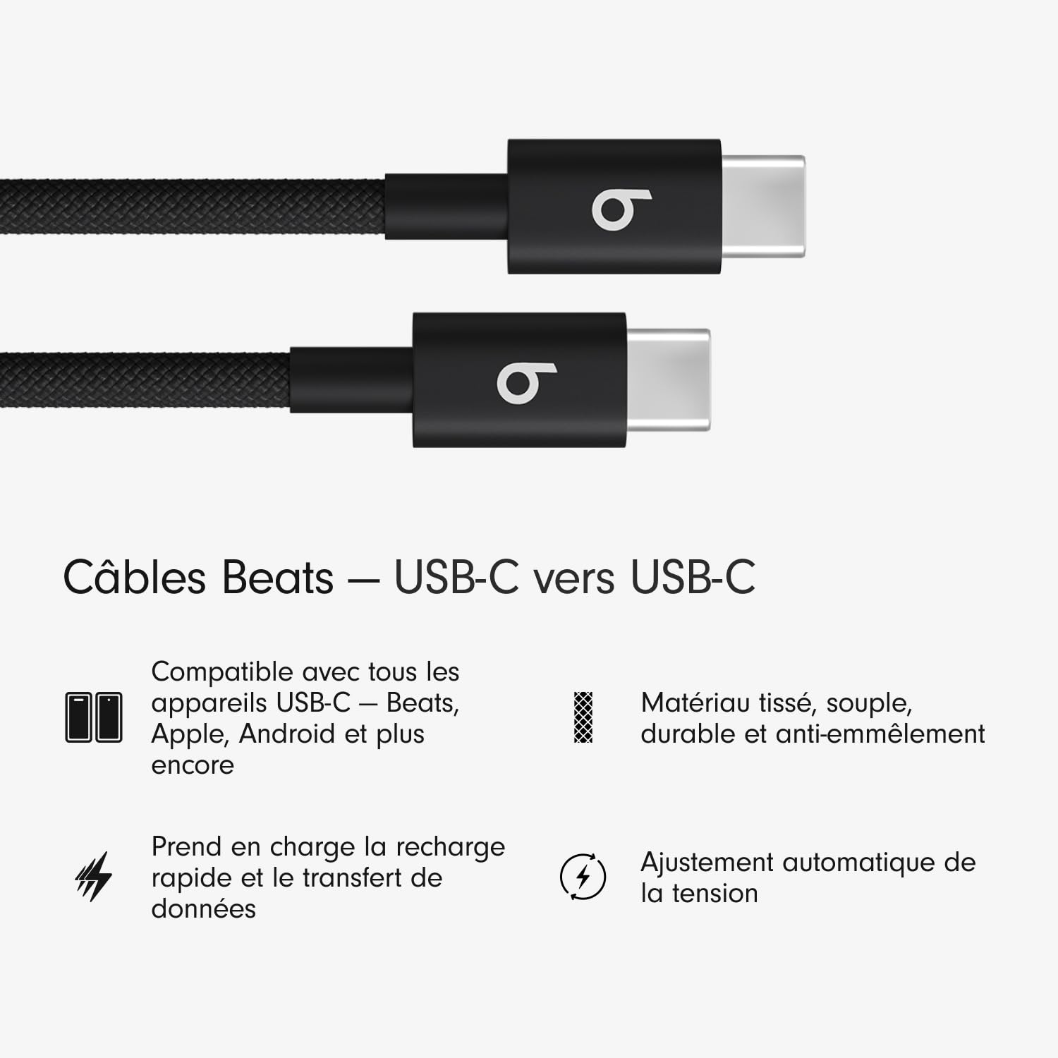 Beats USB C To C Cable 1.5M Blk
