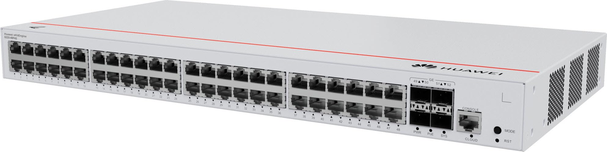 HUAWEI S220-48P4S 48x10/100/1000BASE-T ports 380W PoE+ 4xGE SFP ports built-in AC power eKit